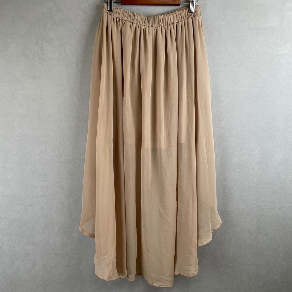 L'atiste by Amy Beige Chiffon High-Low Asymmetrical Fairycore Ballet Skirt Wmn M